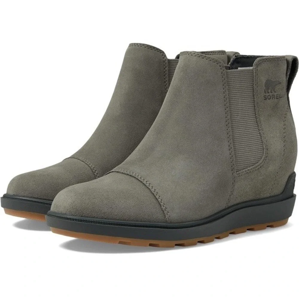 New Sorel Evie II Chelsea Wedge Bootie Womens Quarry Gray NL5020 Waterproof  8.5